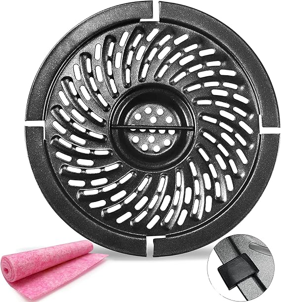 Air Fryer Replacement Parts, 2QT Round Grill Pan Plate Crisper Plate with Rubber Bumpers Non-Stick Air Fryer Rack for Gowise Chefman Dash Power, Dishwasher Safe