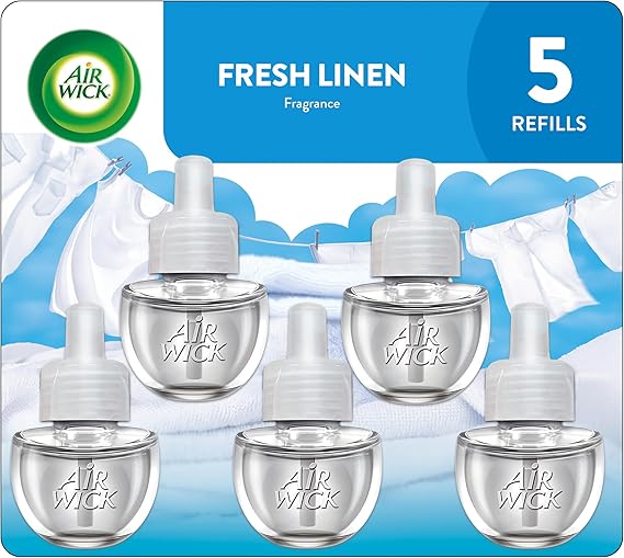 Air Wick Plug In Scented Oil Refills, Fresh Linen, Essential Oils, 5 count