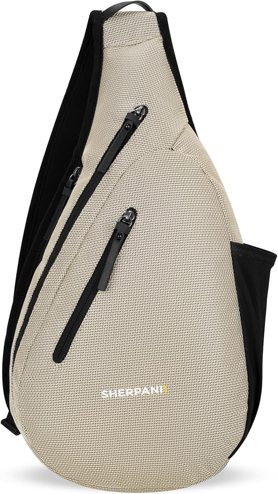 Sherpani Esprit, Anti Theft Sling Bag, Crossbody Backpack (Straw) | Anti-Theft Design Pack for Daily Commute, Right-Handed Sling Purse, 10L Chest Pack for Women, Travel Gift, Fit 10 Inch Tablet