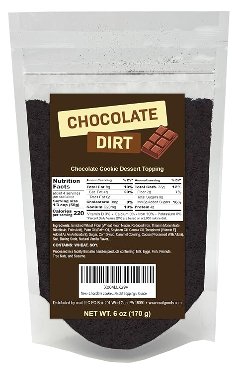 Chocolate Cookie Crumbs Chocolate Graham Cracker Crumbs 6 Ounce | Chocolate Dirt Coffee Topping and Dessert Topping