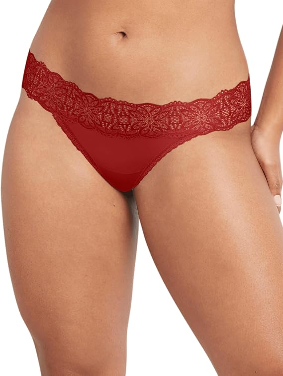 Maidenform Womens Sexy Must Haves Lace Thong, 9, Vintage Car Red