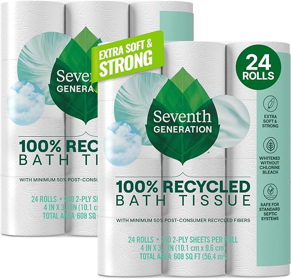 Seventh Generation Toilet Paper, 100% Recycled 2-Ply Bath Tissue, 48 Rolls