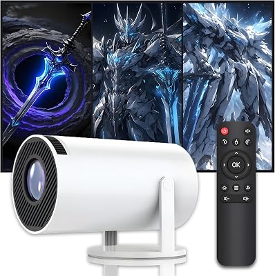 Mini Projector with WIFI and Bluetooth,200 ANSI Android 13 Mini Portable Projector 4K,<25 dB Noise,Dual band WiFi6  BT5.0,180 Rotation,1280720P,Smart Proyector for Movie Home Outdoor