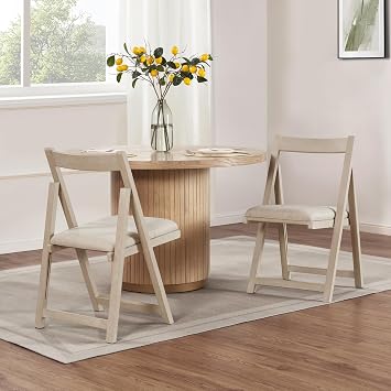 DUHOME Folding Dining Chairs Set of 2, Foldable Wood Kitchen Chairs with Padded Seat, Portable and Assembled Folding Dining Chair for Guests Kitchen Office Wedding and Party,Apartment, Small Space