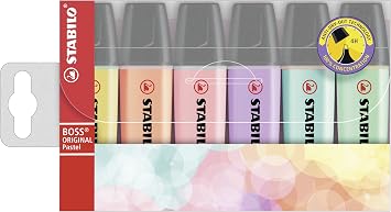 Stabilo Highlighter BOSS ORIGINAL Pastel - 5 x Pack of 6 - Milky Yellow, Creamy Peach, Pink Blush, Lilac Haze, Hint of Mint, Touch of Turquoise