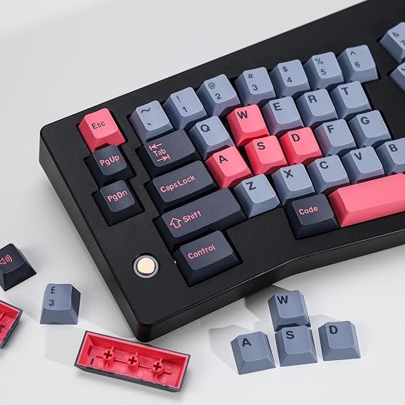 8008 PBT Double Shot Keycap Set,174 Keys Retro Blue Custom Key Cap Keycaps 60 Percent Cherry Profile Keycaps for 61/64/68/84/87/100/104/108 Mechanical Keyboard