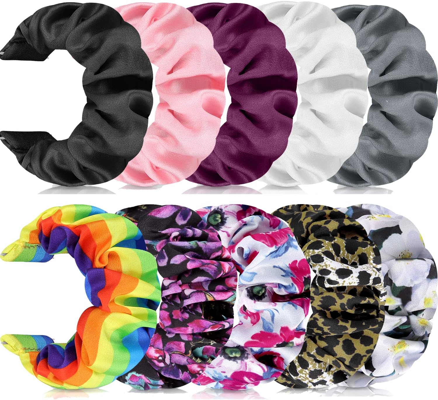 20mm 10Pack Scrunchies Elastic Replacement Band, Compatible with Samsung Galaxy Watch Models 4 Classic 42mm46mm, 3 41mm, 42mm, 5 Pro 45mm, 5