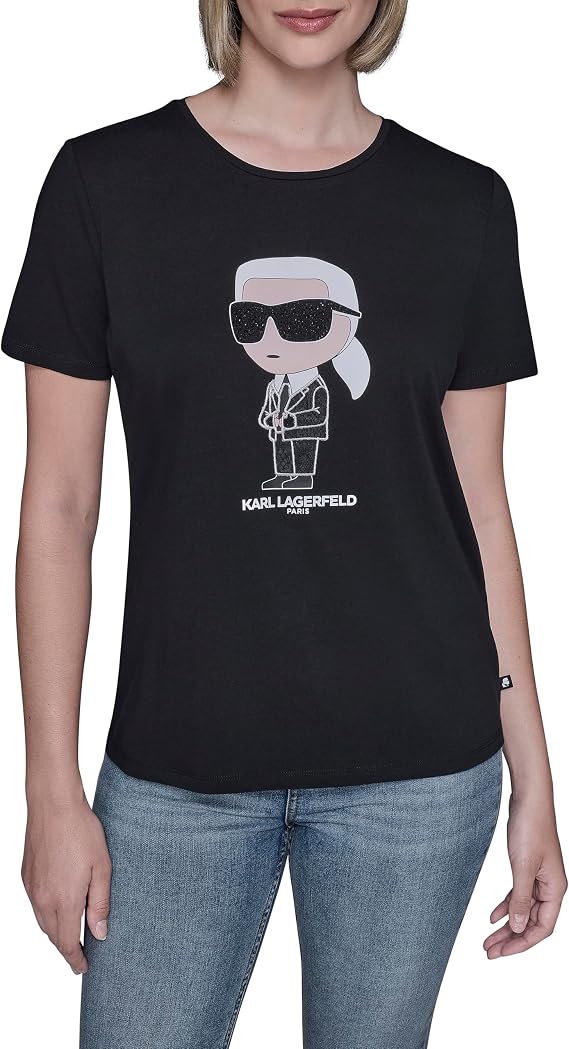 KARL LAGERFELD Paris Women's Sportswear Logo T-Shirt, Black, X-Large