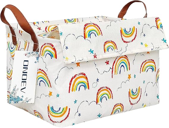 Rectangular Rainbow Storage Basket for Kids with Lid