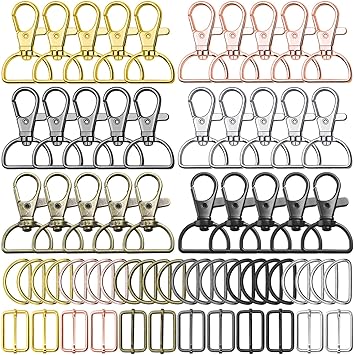 PAXCOO Keychain Bulk with Key Chain Swivel Hook D Rings and Slide Buckles for Handbag Purse Hardware Craft 3/4 Inch