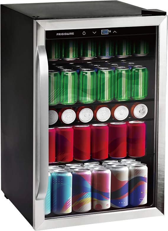 Frigidaire Beverage Refrigerator, 126 Cans-Full Stainless Steel Glass Door