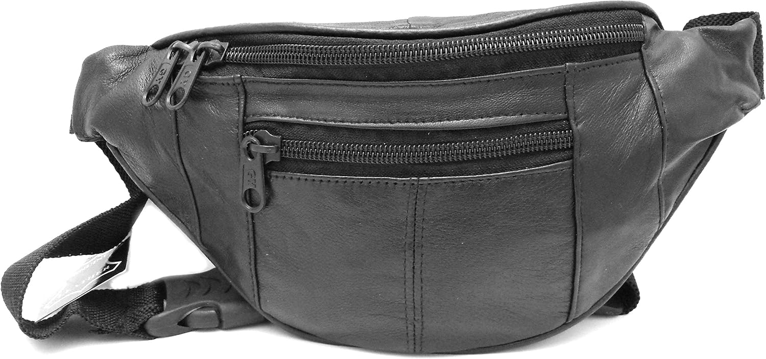 Genuine Black Leather Quality Waist Bag Bum Bag Travel Pouch Pack Adjustable Belt