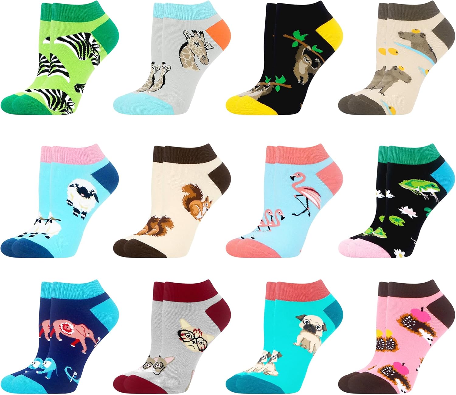 WeciBor Colourful Women's Funny Trainer Socks Funny Casual Cotton Short Fun Socks