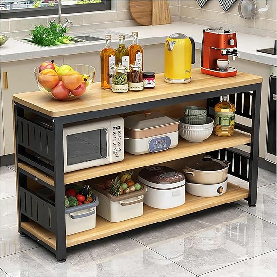 Modern Cabinet Sideboard Buffet Cabinet Mueble Cocina Pantry Table Bakers Rack Microwave Storage Rack Open Shelving for Easy Storage of Various Items(150x50cm/59.06x19.69in)