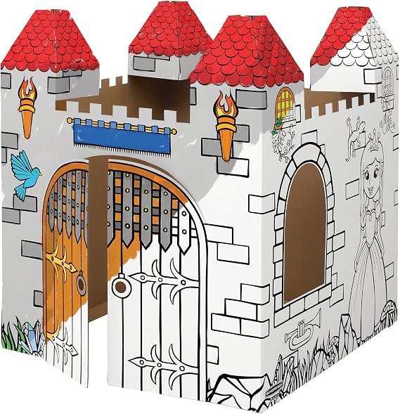 BB at Play Xlarge Color In Castle Playhouse Craft Activity for Kids | A life-size playhouse (43.25H x 37W x 37D) with interactive doors and windows for hours of imaginative, open play