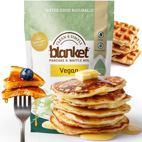 Blanket Pancakes and Waffle Mix Vegan Pancake Mix Just Add Water, No Preservatives Clean Breakfast Staple with Homestyle Taste Non-GMO, Comfort Food Classic 16 oz (1 Pack)