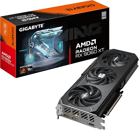 Gigabyte Radeon RX 9060 XT Gaming 8G Graphics Card - 8GB GDDR6 128bit PCI-E 5.0 3130 MHz Core Clock 2 x DisplayPort 1 x HDMI GV-R9060XTGAMING-8GD