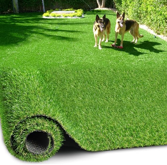 Artificial Turf Grass 8 FT 15 FT, Realistic Fake Grass Rug with Drainage, 0.8" Height Outdoor Indoor Synthetic Grass Carpet Mat for Dogs, Balcony, Patio, Backyard, Customized