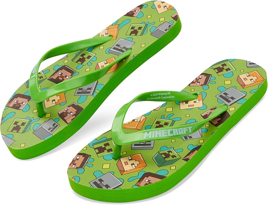 Minecraft Boys Sliders or Flip Flops for Beach and Pool - Boys Gifts