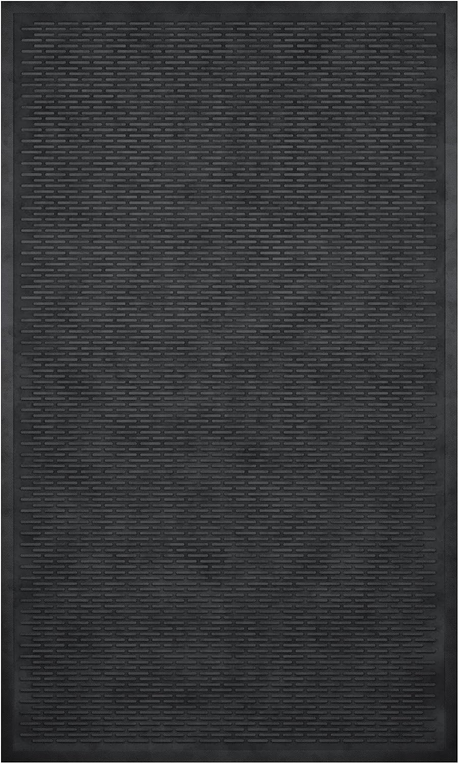 Ottomanson Heavy Duty Rubber Floor Mat – Non-Slip, Waterproof, Easy to Clean – Utility Rug for Entryway, Kitchen, Garage, or Patio – Stain Resistant, Hose Washable – 35 x 60, Black