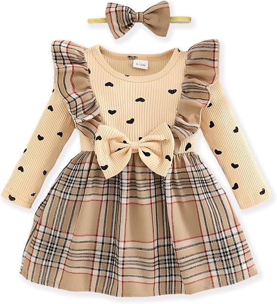 Baby Long Sleeve Fall Dress Baby Girl Clothes Ruffle Toddler Casual Dress Infant Cute Clothes Winter Outfits