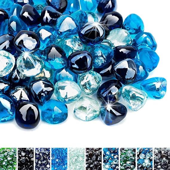 Skyflame 10-Pound Blended Fire Glass Diamonds for Fire Pit Fireplace