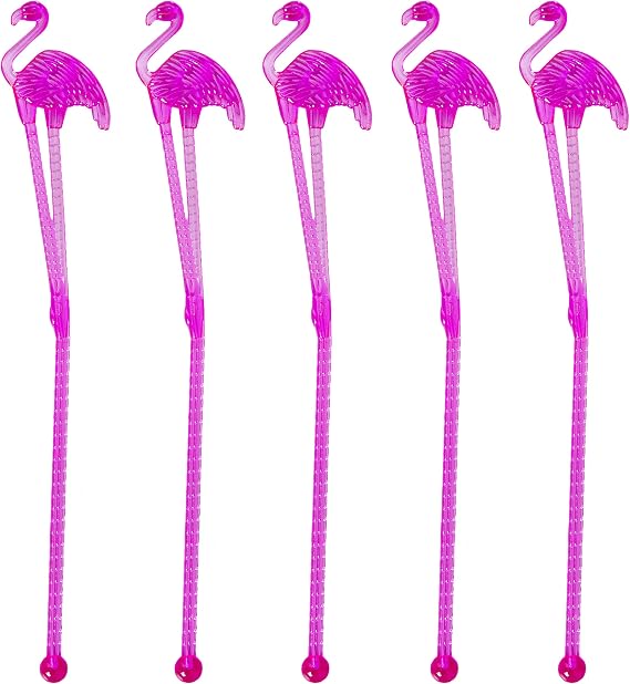 12pcs Tropical Flamingo Plastic Drink 20cm Pink Stirrer Sticks Summer Hawaiian Beach Party Cocktail Drink Swizzle Stir
