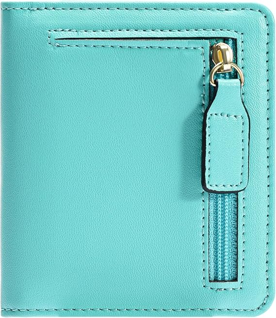Gostwo Small Wallet for Women, Slim Bifold Credit Card Holder, Compact RFID Blocking Cash Wallet, Billfolds Thin Leather Zipper Pocket, Mini Wallet Gift for Ladies Teen Girls Travel with ID Window
