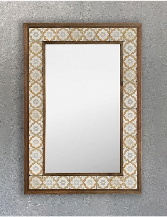 Oscar Stone Decor Masif Çerçeveli Mozaik Taş (Mermer) Ayna 43 Cm X 63 Cm Dresuar Aynası Ayn4060-107