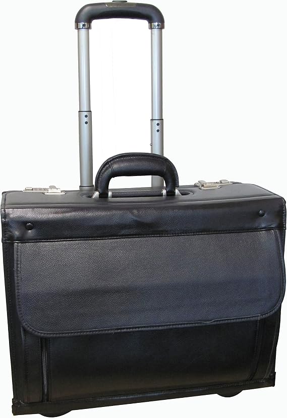 Amerileather Black Leather Wheeled Catalog Case (#1855-0)