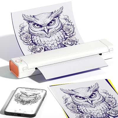 M08F Tattoo Stencil Printer,Thermal Bluetooth Tattoo Transfer Machine,Mobile Copier Printer Compatible with Phone & Laptop, with 10 Pcs Free Tattoo Stencil Transfer Paper