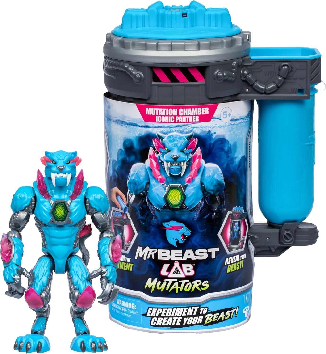 MrBeast Lab Mutators, Ultimate Monster Mutators Mutate. Perform the Experiment, Release MrBeast Iconic Panther Action Figure. 3 Collects!