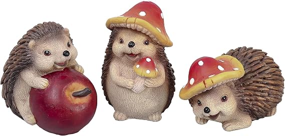 Valery Madelyn Hedgehogs Fall Decorations for Home, 3 Pcs Christmas Decor for Table Indoor Outdoor, Resin Thanksgiving Decorations Garden Pumpkins Figurines for Autumn Harvest Porch Tiered Tray