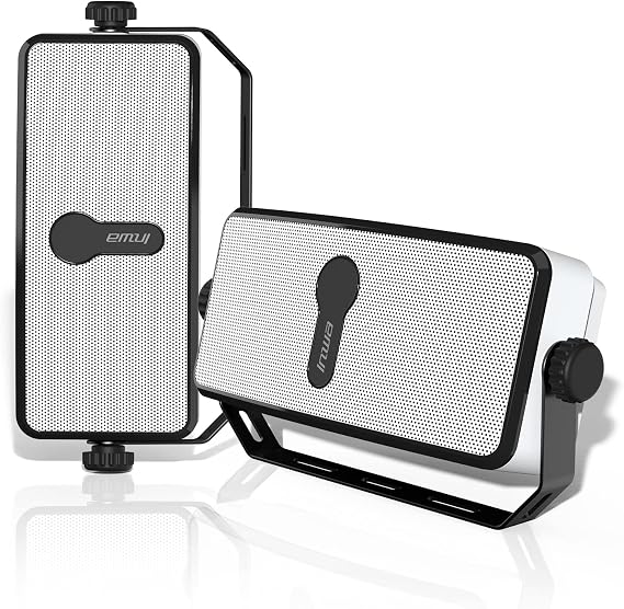 Inwa Bluetooth Outdoor Speaker, IPX5 Waterproof Wall Mount Speaker, Wireless Sync Up to 100 Speakers, Connect Seamlessly to Phone, Computer, Suitable for Patio, Porch, Gazebo, Garage, 2 PCS