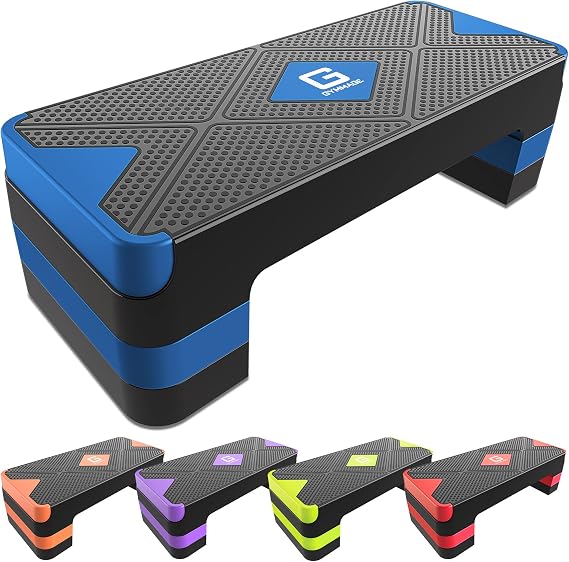 GYMMAGE Aerobic Exercise Step, Adjustable Height, | Aerobic Workout Step Platform for Exercise, 26.5" Step Deck with Adjustable Height, Women Home Gym Cardio Fitness