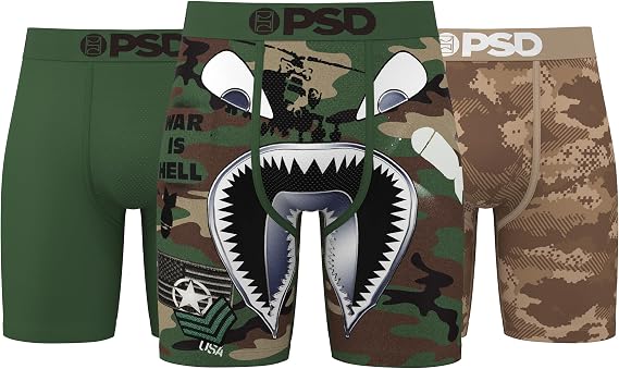 PSD Mens Underwear Warface Graphic Print Boxer Briefs, Packs & Singles