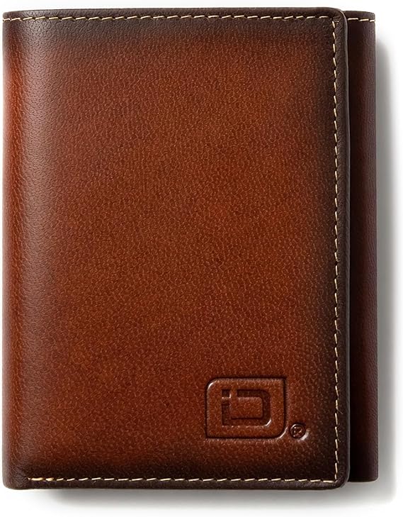 ID Stronghold Extra Capacity Trifold Wallet for Men - RFID Blocking Genuine Leather Wallet (Antiqued Brown)