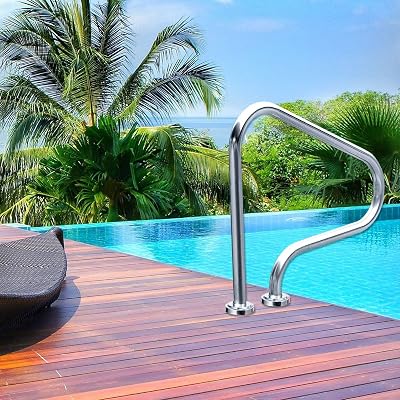 Swimming Pool Stair Railing Non-Slip Handrail - Complete Kit,Pools Hand Rail for Indoor Outdoor, 1PCS 304 Stainless Steel Entry Aid Safety Grab Handle