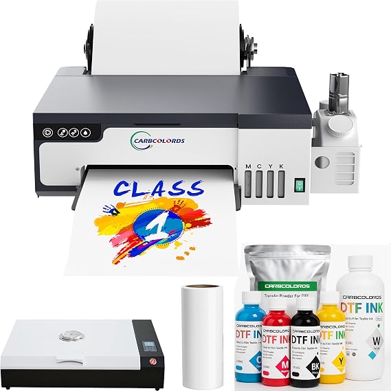DTF Printer A4 High-Speed Transfer Machine with White Ink Mixing System and Roll Feeder for DIY T-Shirts(DTF Printer+Oven+6 * 250ml Ink+Roll Films+ DTF Powder)