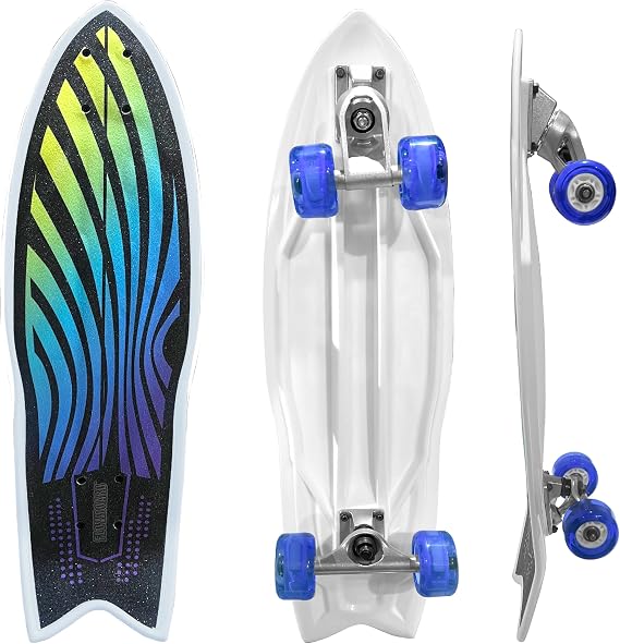Surfskate Kids Skateboard Surf Skate Trucks for Kids Front Caster Wheel Rotates Easily for Children Great Pumping Power Heavy Duty Trucks in Rear Graphics on Grip Tape