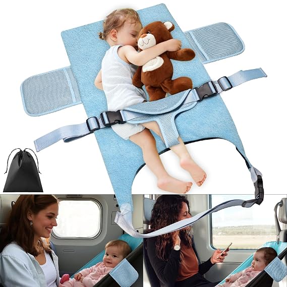 2026 Upgrade Toddler Airplane Bed, Jaxbo Portable Baby Travel Essentials for Flying, Suitable for 1-8 Months Infant (Length 65cm/25.6in, Weight <5kg), Baby Seat Extender with Triangle Seat Belts