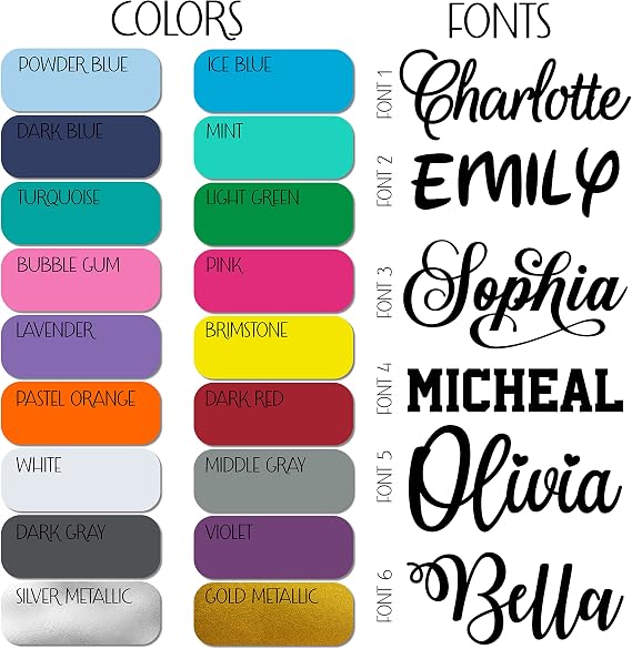 Personalized Name Wall Vinyl Decal, Custom Wall Art for Nursery and Bedroom | 6 Fonts & 18 Colors,