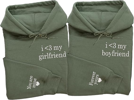 Embroidered Matching Couple Hoodies Boyfriend and Girlfriend I Love My Girlfriend Boyfriend Couple Valentine