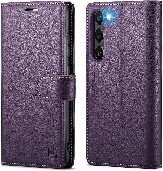 FLIPALM Wallet Case for Samsung Galaxy S23, RFID Blocking Credit Card Holder, PU Leather Folio Flip Kickstand Protective Shockproof Cover for Samsung S23 (Purple)