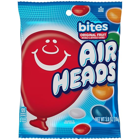 Airheads Candy, Bites, Assorted Fruit Flavor, Non-Melting, 3.8 Oz (Pack of 1)