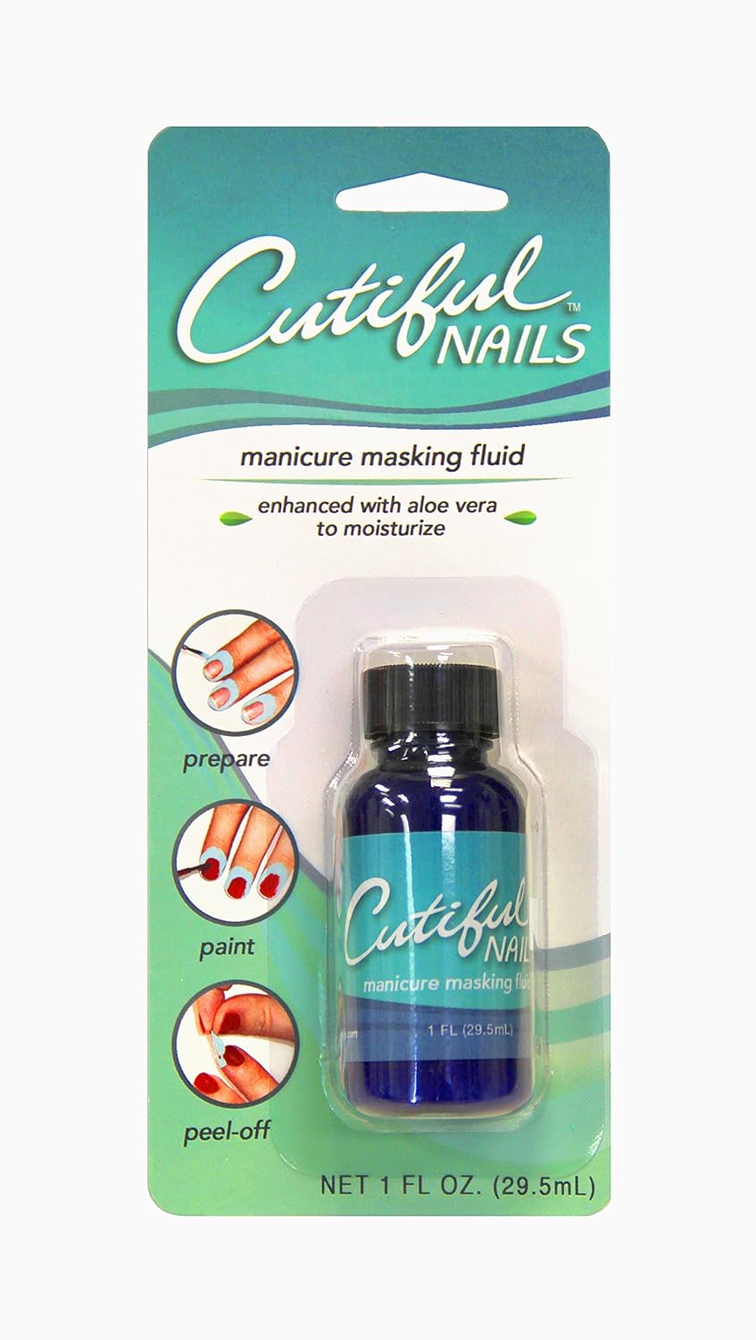 Cutiful Nails Professional Manicure Masking Fluid with Aloe, No More Messy Nail Polish, Liquid Tape