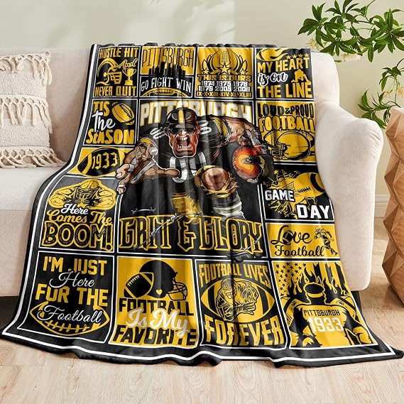 Football Gifts for Men Women, City Gifts for Team Fans, Football Throw Blanket for Couch, Cozy Flannel Blanket Sofa Bed 60"x50"
