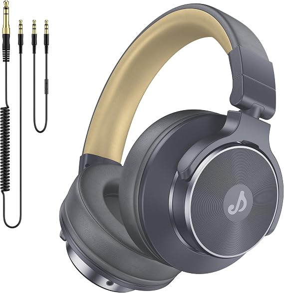 Wired Over Ear Headphones, Studio Monitor & Mixing DJ Headphones with 50mm Neodymium Drivers and 1/4 to 3.5mm Jack for Guitar AMP Podcast Piano Keyboard (Gray)