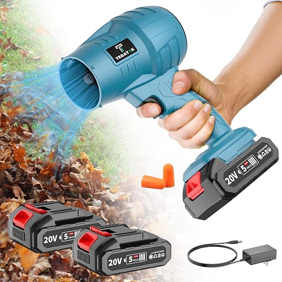 Electric-Cordless-Leaf-Blower - 20000RPM Handheld Leaf Blower - 2 X 2.0Ah Batteries and Charger Included, Lightweight Leaf Blowers for Patio Cleaning Deep Black