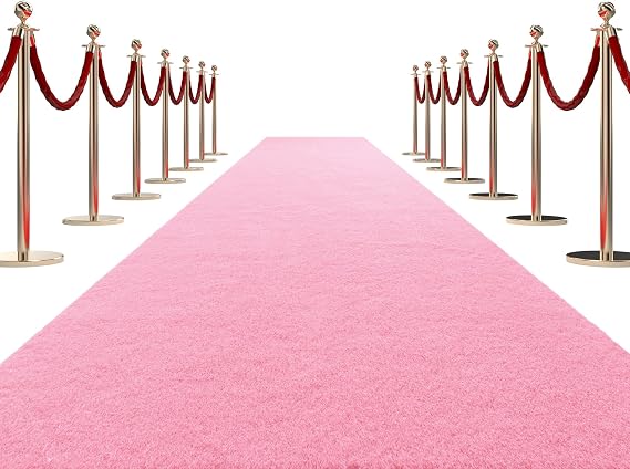 HOMBYS 450 GSM Extra Thick 3x15 ft Pink Carpet Runner for Partys & Events, Heavy-Duty Felt Aisle Runway Rug for Steps, Prom Proposal & Wedding Ceremony Decorations, Hollywood Oscars for VIP Awards